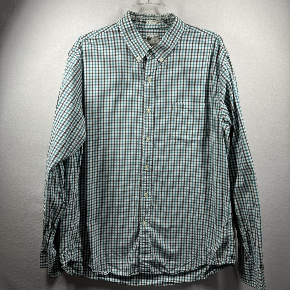 J.Crew Shirt Mens XL Blue Check Tailored Fit Long Sleeve Button Down Casual